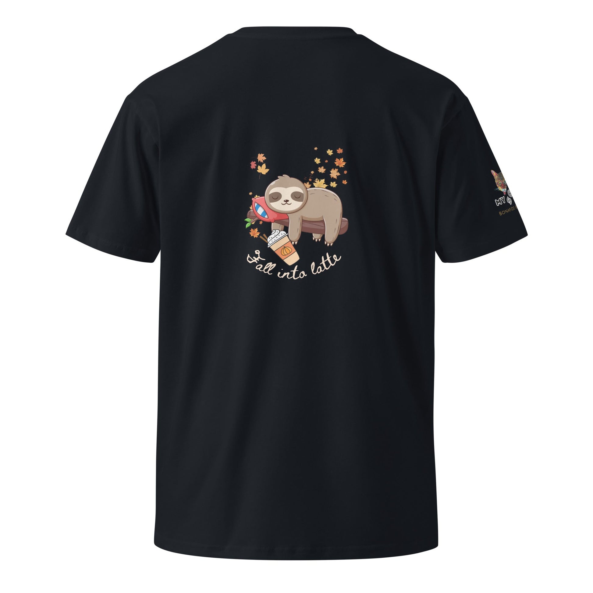 Fall Into Latte Unisex Premium Tee - My Social Cat Bonafide Boutique LLCFall Into Latte Unisex Premium TeeT-shirtMy Social Cat Bonafide Boutique LLCNavySfallinto