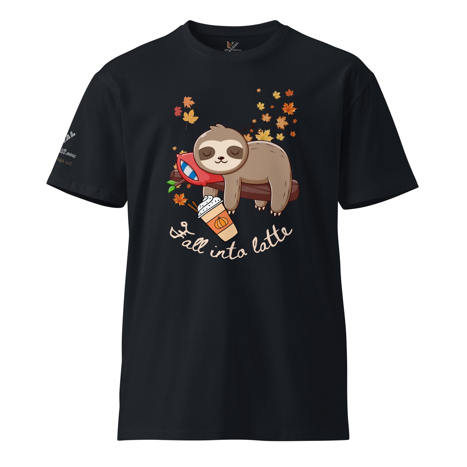 Fall Into Latte Unisex Premium Tee - My Social Cat Bonafide Boutique LLCFall Into Latte Unisex Premium TeeT-shirtMy Social Cat Bonafide Boutique LLCNavySfallinto