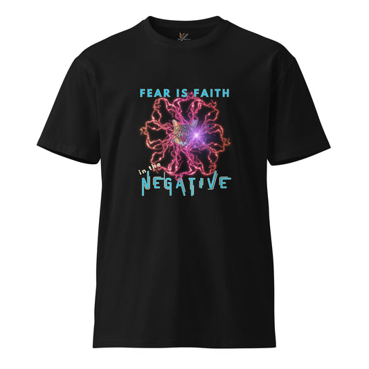 Fear is Faith in the Negative Unisex Premium Tee - My Social Cat Bonafide Boutique LLCFear is Faith in the Negative Unisex Premium TeeT-shirtMy Social Cat Bonafide Boutique LLCBlackMfaithfear
