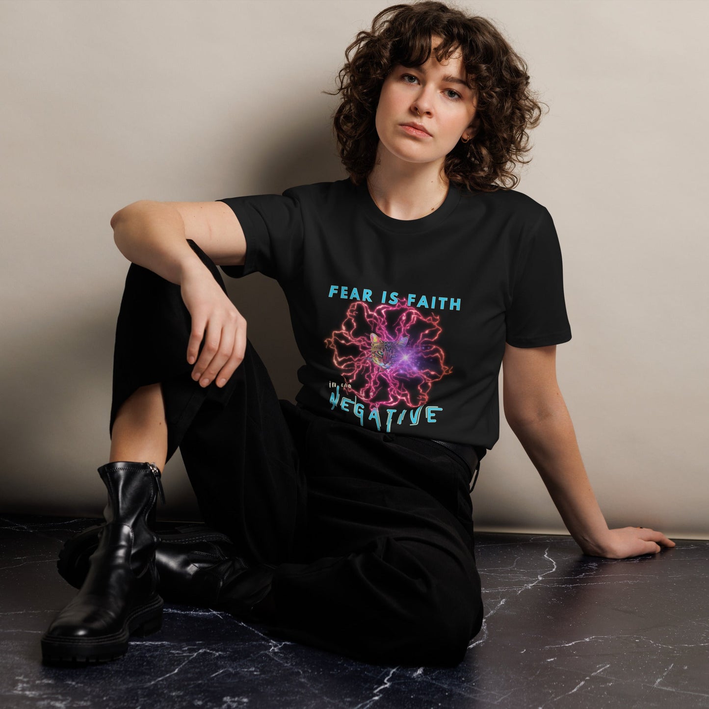 Fear is Faith in the Negative Unisex Premium Tee - My Social Cat Bonafide Boutique LLCFear is Faith in the Negative Unisex Premium TeeT-shirtMy Social Cat Bonafide Boutique LLCBlackMfaithfear