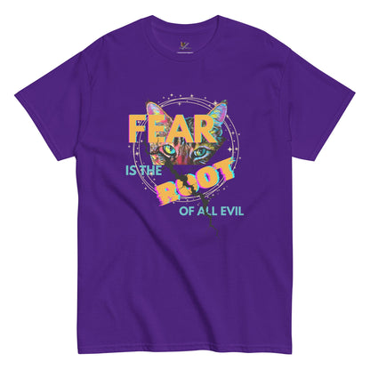 Fear is the Root of All Evil Unisex Classic Tee - My Social Cat Bonafide Boutique LLCFear is the Root of All Evil Unisex Classic TeeT-shirtMy Social Cat Bonafide Boutique LLCPurpleSclassicfear