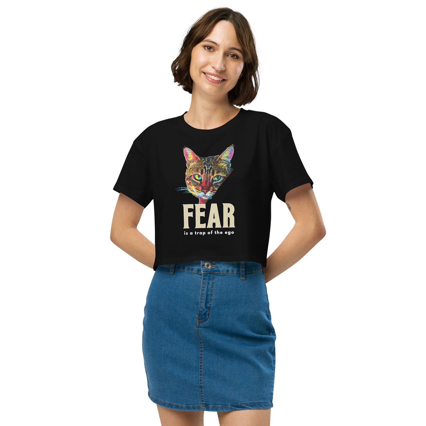 Fear is the Trap of the Ego Women’s Crop Top - My Social Cat Bonafide Boutique LLCFear is the Trap of the Ego Women’s Crop Topcrop topMy Social Cat Bonafide Boutique LLCBlackXScatego