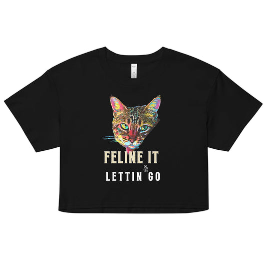 Feline it & Letting Go Women’s Crop Top - My Social Cat Bonafide Boutique LLCFeline it & Letting Go Women’s Crop Topcrop topMy Social Cat Bonafide Boutique LLCBlackXScatcrop