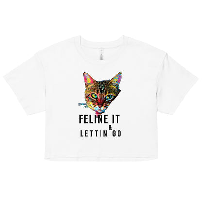 Feline it & Letting Go Women’s Crop Top - My Social Cat Bonafide Boutique LLCFeline it & Letting Go Women’s Crop Topcrop topMy Social Cat Bonafide Boutique LLCWhiteXScatcrop