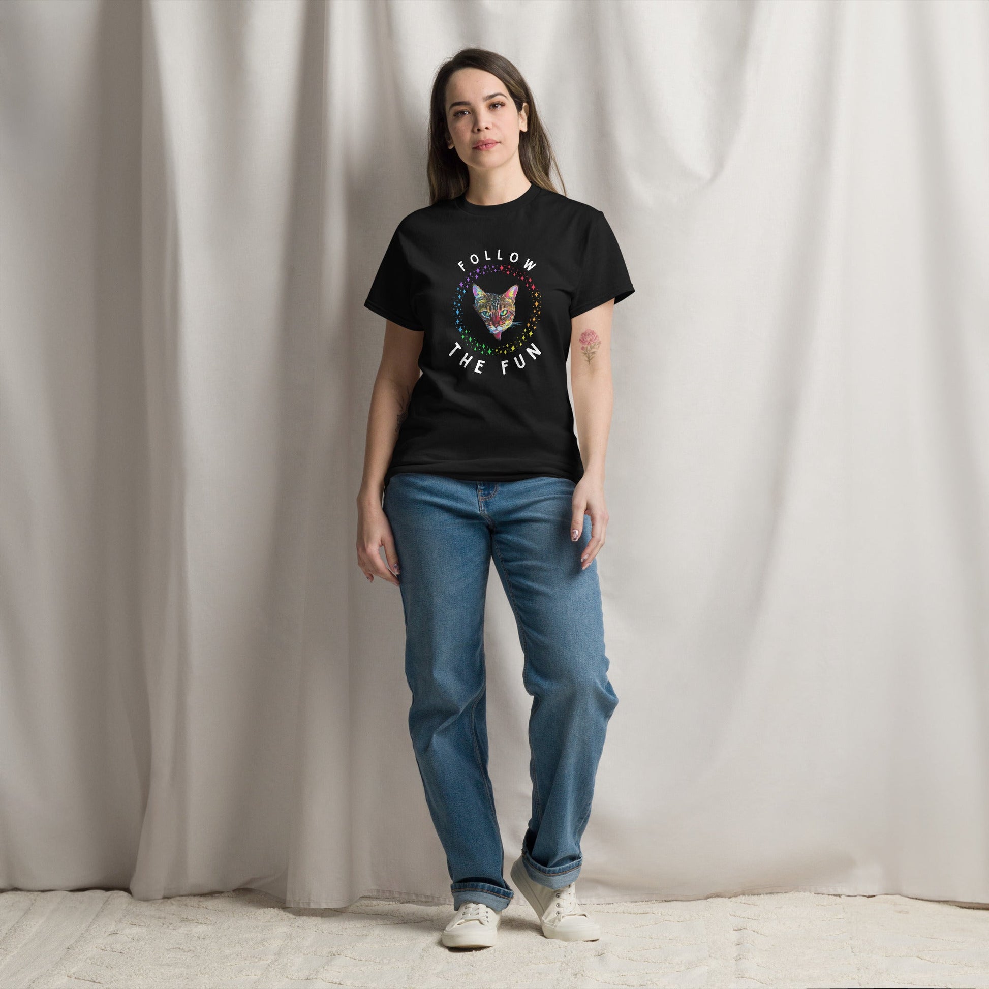 Follow the Fun Unisex Classic Tee - My Social Cat Bonafide Boutique LLCFollow the Fun Unisex Classic TeeT-shirtMy Social Cat Bonafide Boutique LLCBlackMfollowfun