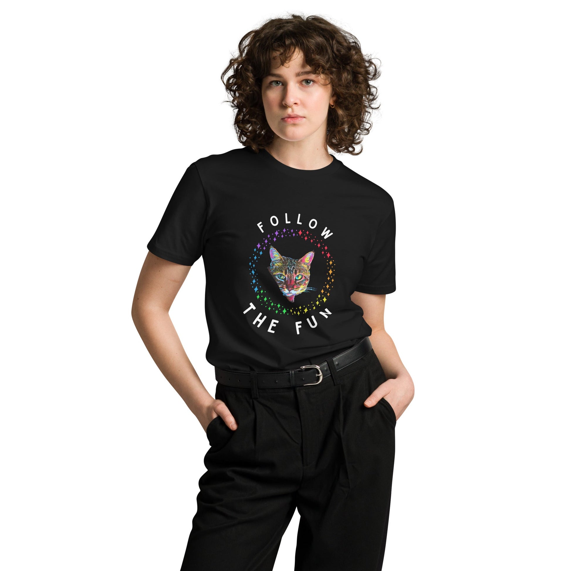 Follow the Fun Unisex Premium Tee - My Social Cat Bonafide Boutique LLCFollow the Fun Unisex Premium TeeT-shirtMy Social Cat Bonafide Boutique LLCBlackMfollowfun