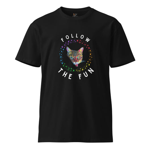 Follow the Fun Unisex Premium Tee - My Social Cat Bonafide Boutique LLCFollow the Fun Unisex Premium TeeT-shirtMy Social Cat Bonafide Boutique LLCBlackMfollowfun