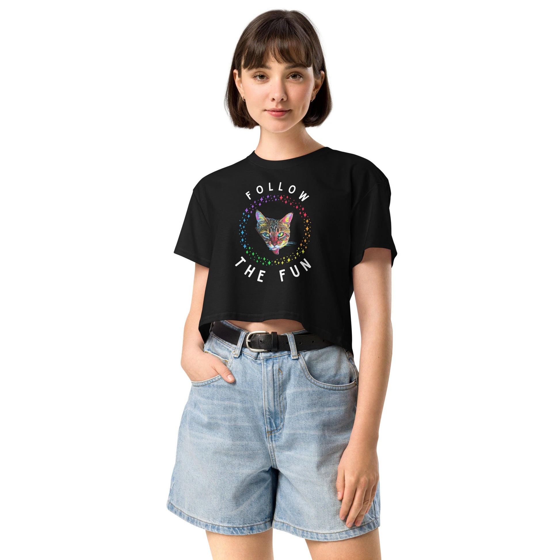 Follow the Fun Women’s Crop Top - My Social Cat Bonafide Boutique LLCFollow the Fun Women’s Crop Topcrop topMy Social Cat Bonafide Boutique LLCBlackScropfollow