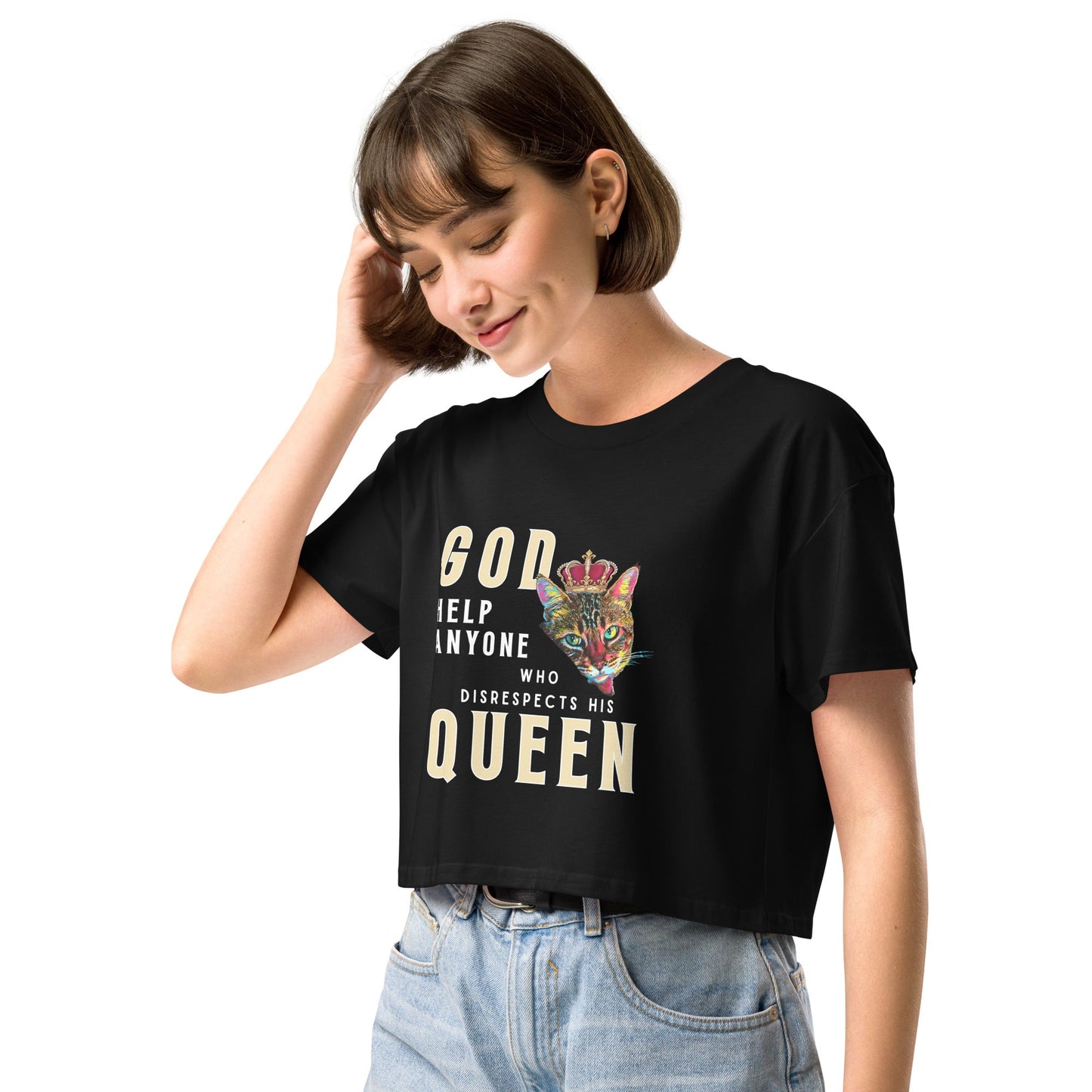 God Help Anyone Women’s Crop Top - My Social Cat Bonafide Boutique LLCGod Help Anyone Women’s Crop Topcrop topMy Social Cat Bonafide Boutique LLCBlackXSanyonecat