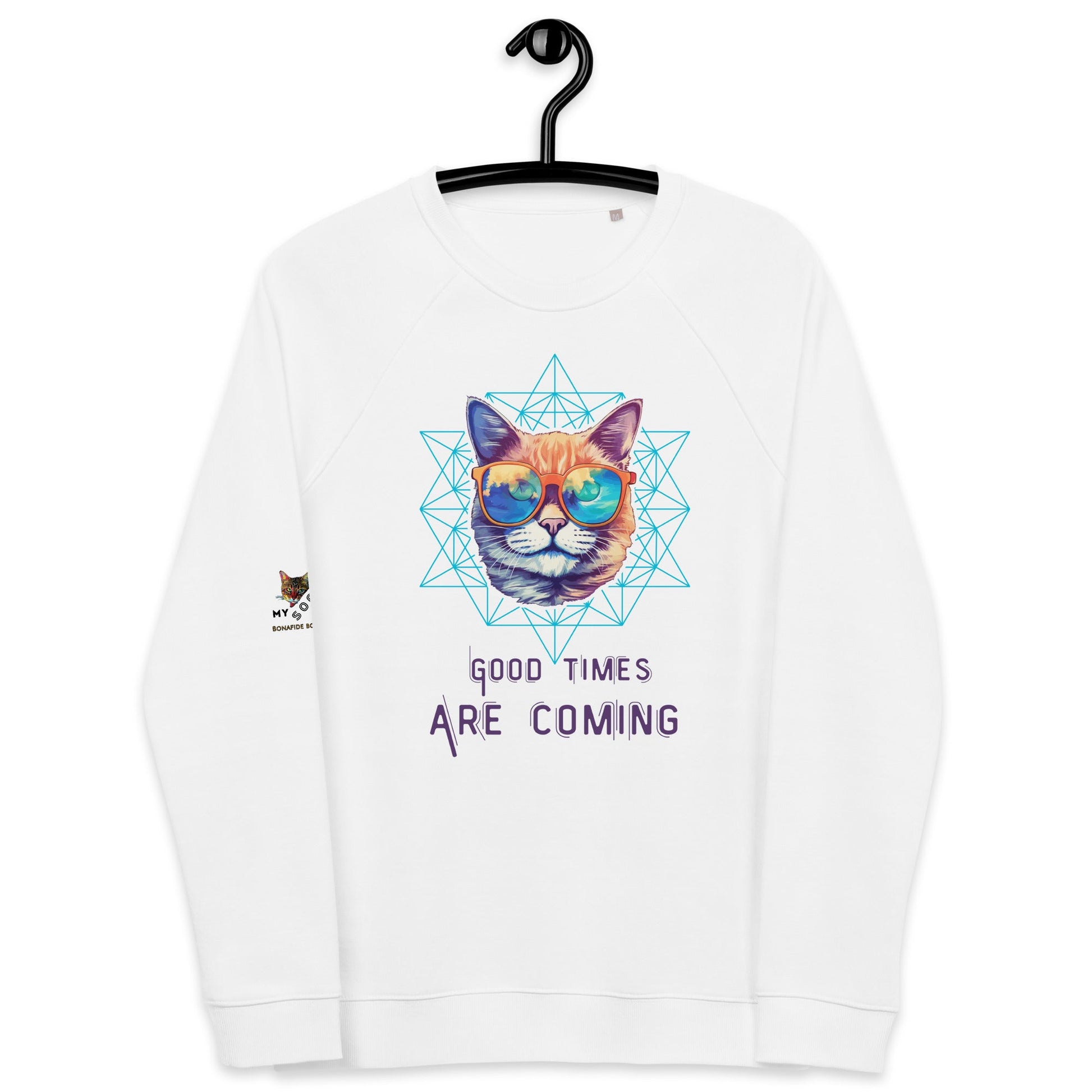 Good Time are Coming Plush Organic Sweatshirt - My Social Cat Bonafide Boutique LLCGood Time are Coming Plush Organic SweatshirtSweatshirtMy Social Cat Bonafide Boutique LLCWhiteXScominggood