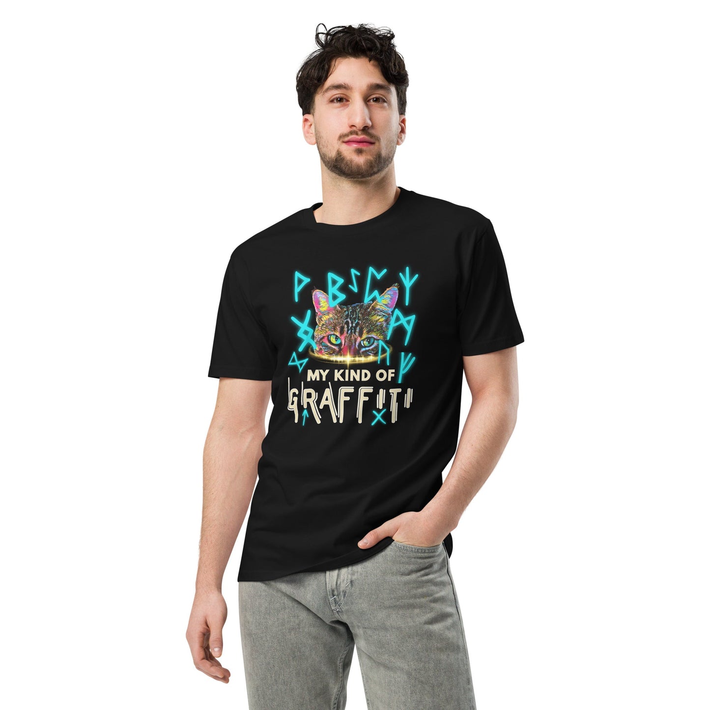 Graffiti Unisex Premium Tee - My Social Cat Bonafide Boutique LLCGraffiti Unisex Premium TeeT-shirtMy Social Cat Bonafide Boutique LLCBlackSgraffitipremium