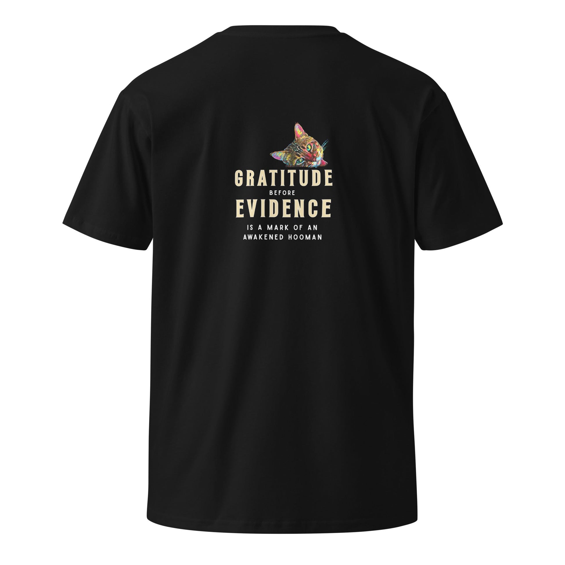 Gratitude Before Evidence Unisex Premium Tee - My Social Cat Bonafide Boutique LLCGratitude Before Evidence Unisex Premium TeeT-shirtMy Social Cat Bonafide Boutique LLCScatevidence