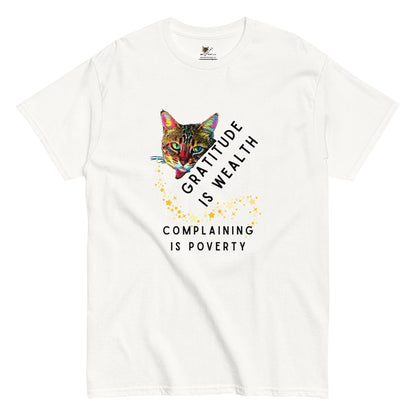 Gratitude is Wealth Unisex Classic Tee - My Social Cat Bonafide Boutique LLCGratitude is Wealth Unisex Classic TeeT-shirtMy Social Cat Bonafide Boutique LLCWhiteScatcomplaining
