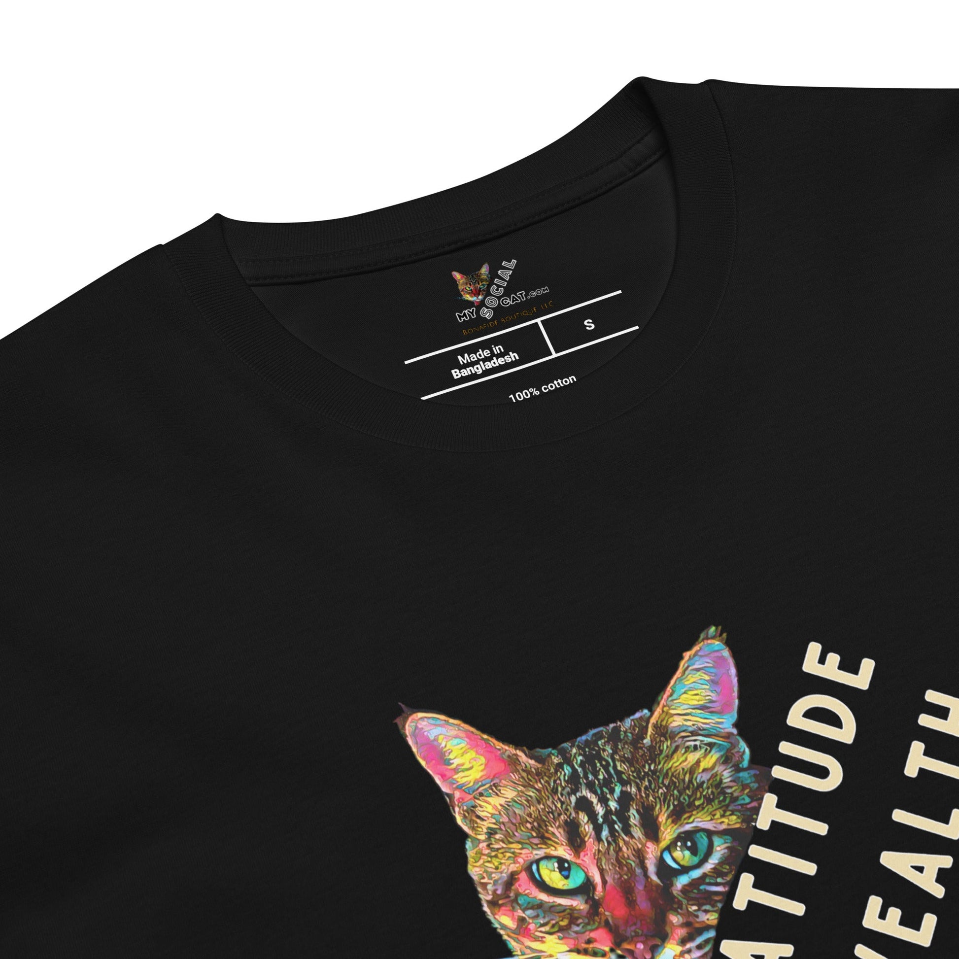 Gratitude is Wealth Unisex Premium Tee - My Social Cat Bonafide Boutique LLCGratitude is Wealth Unisex Premium TeeT-shirtMy Social Cat Bonafide Boutique LLCBlackScatcomplaining