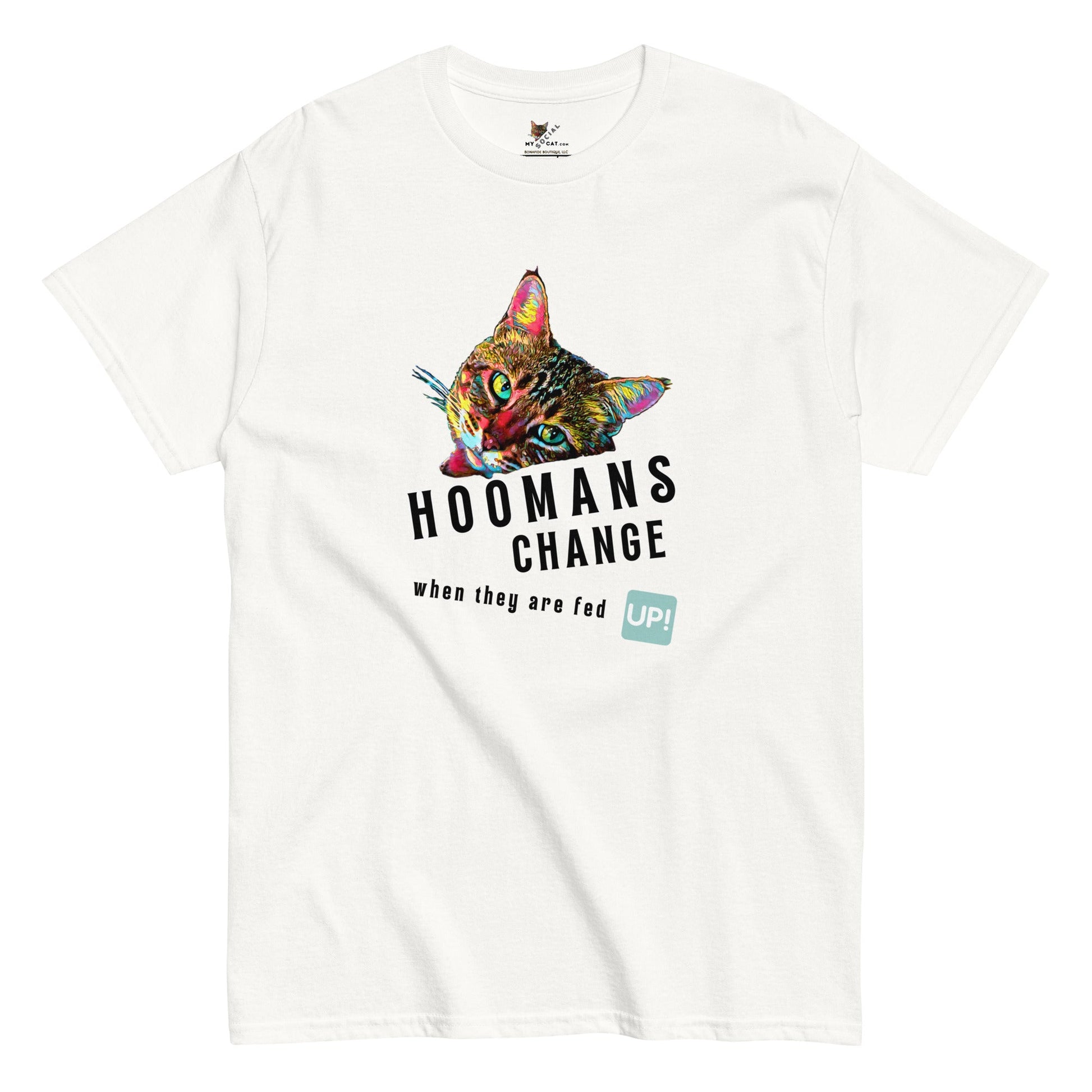 Hoomans Change Unisex Classic Tee - My Social Cat Bonafide Boutique LLCHoomans Change Unisex Classic TeeT-shirtMy Social Cat Bonafide Boutique LLCWhiteScatchange