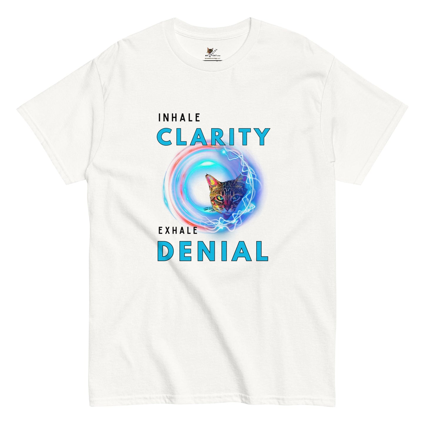 Inhale Clarity Exhale Denial Unisex Classic Tee - My Social Cat Bonafide Boutique LLCInhale Clarity Exhale Denial Unisex Classic TeeT-shirtMy Social Cat Bonafide Boutique LLCWhiteSclarityclassic