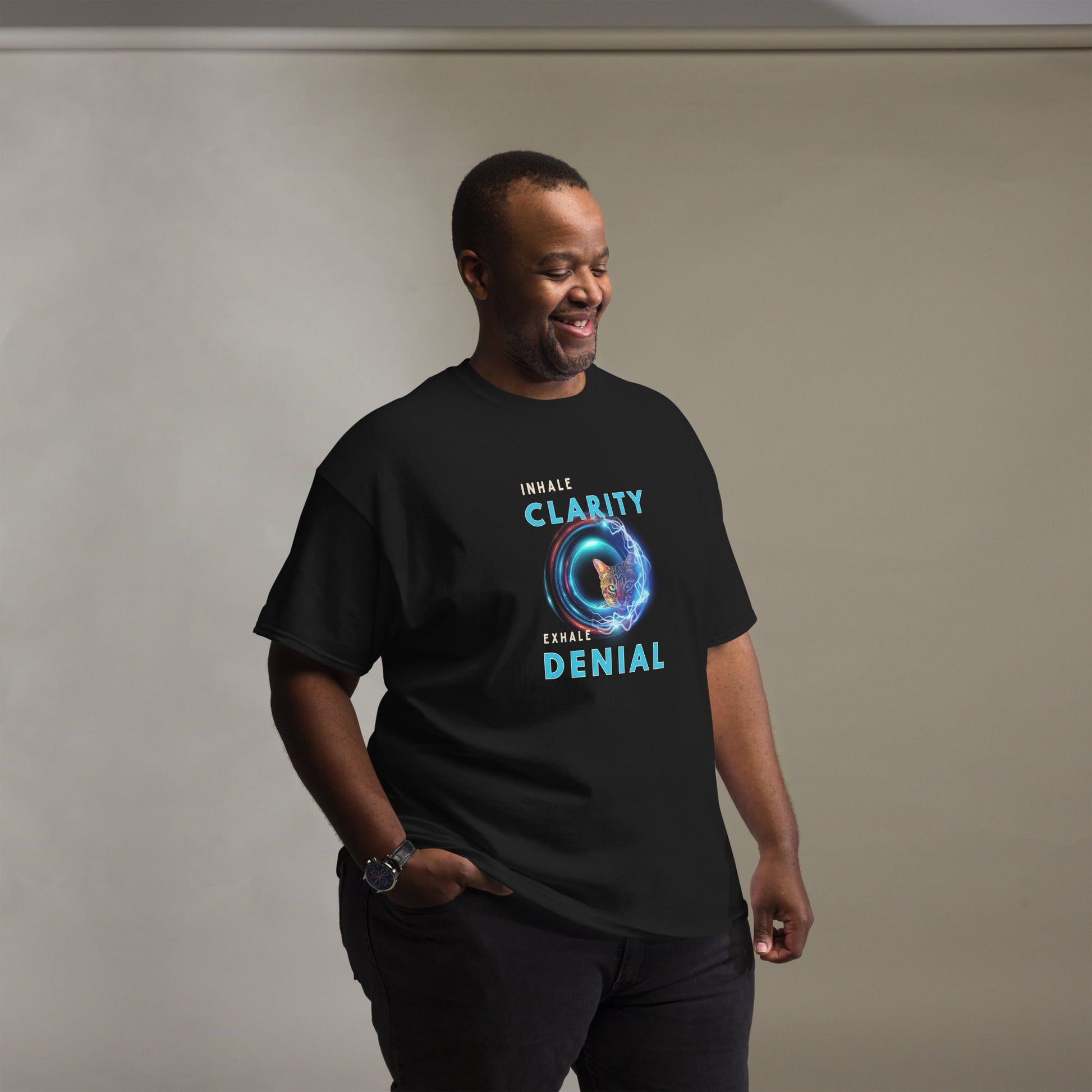 Inhale Clarity Exhale Denial Unisex Classic Tee - My Social Cat Bonafide Boutique LLCInhale Clarity Exhale Denial Unisex Classic TeeT-shirtMy Social Cat Bonafide Boutique LLCSclarityclassic