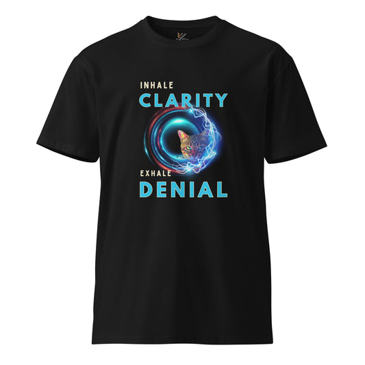 Inhale Clarity Exhale Denial Unisex Premium Tee - My Social Cat Bonafide Boutique LLCInhale Clarity Exhale Denial Unisex Premium TeeT-shirtMy Social Cat Bonafide Boutique LLCSclaritydenial