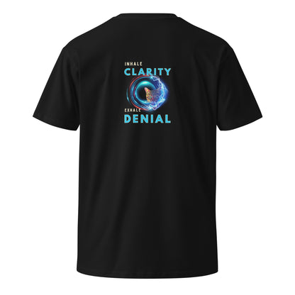 Inhale Clarity Exhale Denial Unisex Premium Tee - My Social Cat Bonafide Boutique LLCInhale Clarity Exhale Denial Unisex Premium TeeT-shirtMy Social Cat Bonafide Boutique LLCSclaritydenial