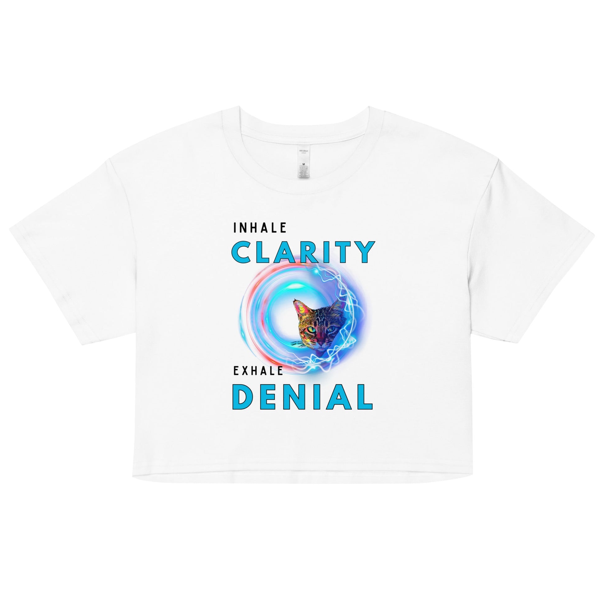Inhale Clarity Exhale Denial Women’s Crop Top - My Social Cat Bonafide Boutique LLCInhale Clarity Exhale Denial Women’s Crop TopT-shirtMy Social Cat Bonafide Boutique LLCWhiteXSclaritycrop