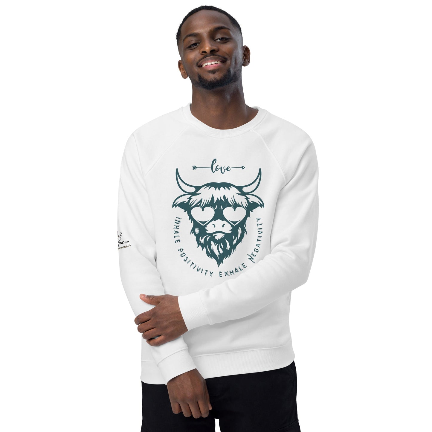 Inhale Positivity Plush Organic Sweatshirt - My Social Cat Bonafide Boutique LLCInhale Positivity Plush Organic SweatshirtSweatshirtMy Social Cat Bonafide Boutique LLCWhiteXSinhaleplush