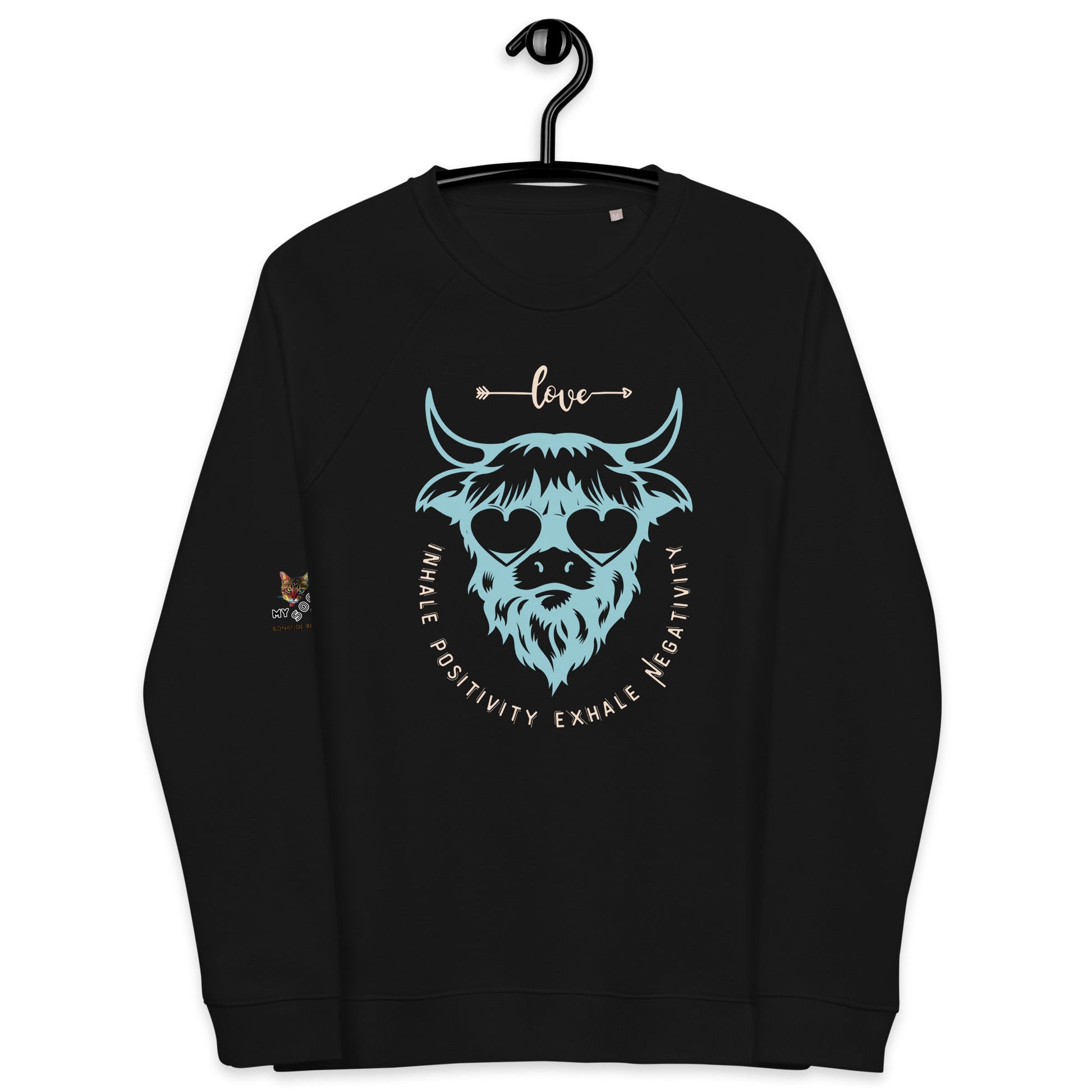 Inhale Positivity Plush Organic Sweatshirt - My Social Cat Bonafide Boutique LLCInhale Positivity Plush Organic SweatshirtSweatshirtMy Social Cat Bonafide Boutique LLCBlackXSinhaleplush