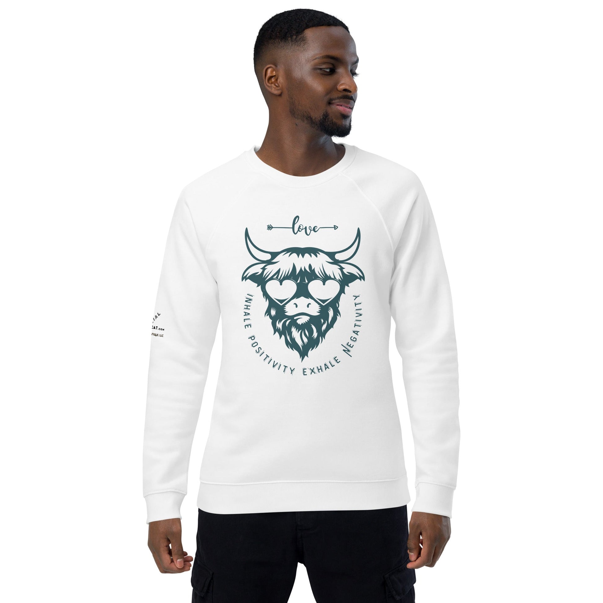 Inhale Positivity Plush Organic Sweatshirt - My Social Cat Bonafide Boutique LLCInhale Positivity Plush Organic SweatshirtSweatshirtMy Social Cat Bonafide Boutique LLCWhiteXSinhaleplush