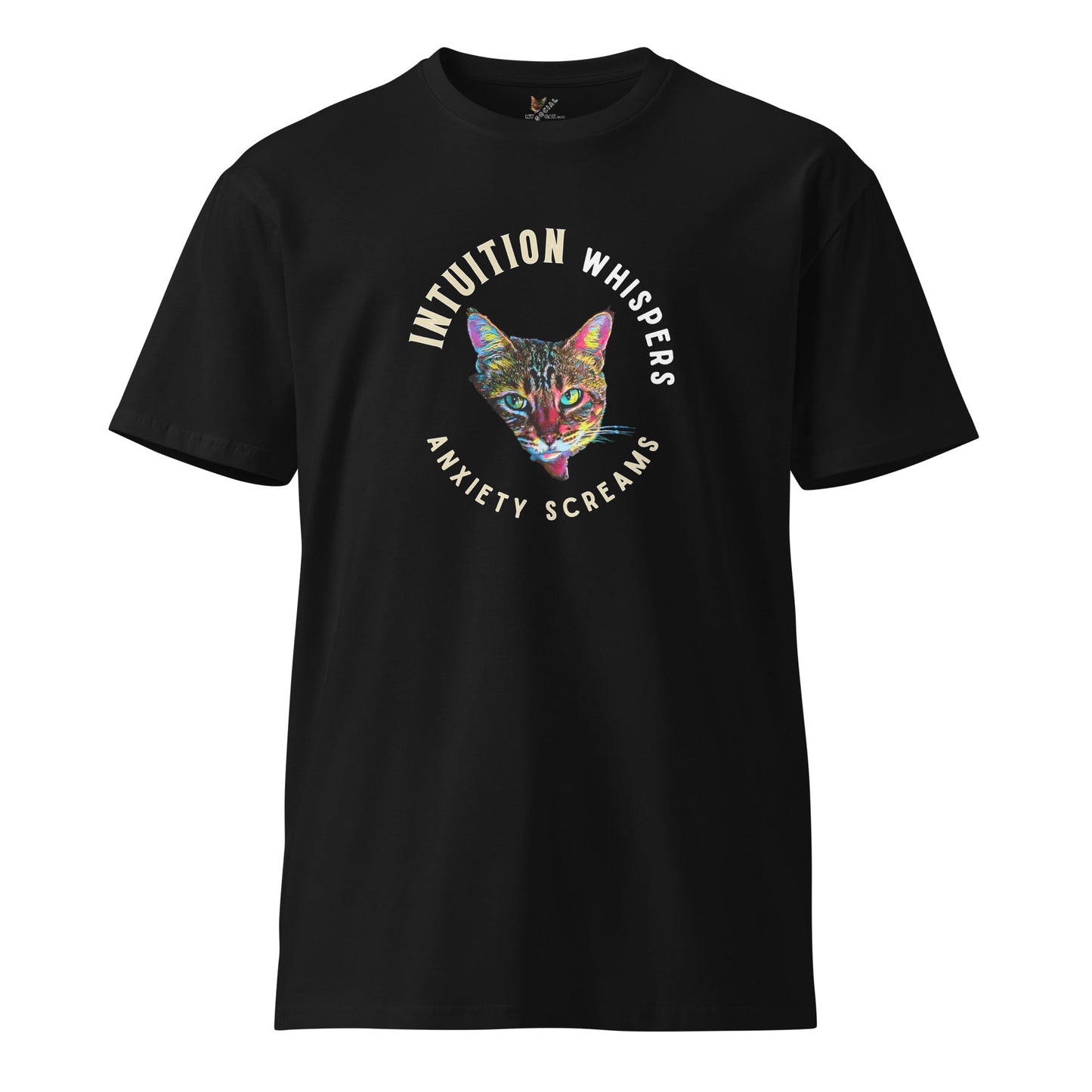 Intuition Whispers Anxiety Screams Unisex Premium Tee - My Social Cat Bonafide Boutique LLCIntuition Whispers Anxiety Screams Unisex Premium TeeT-shirtMy Social Cat Bonafide Boutique LLCBlackSanxietycat