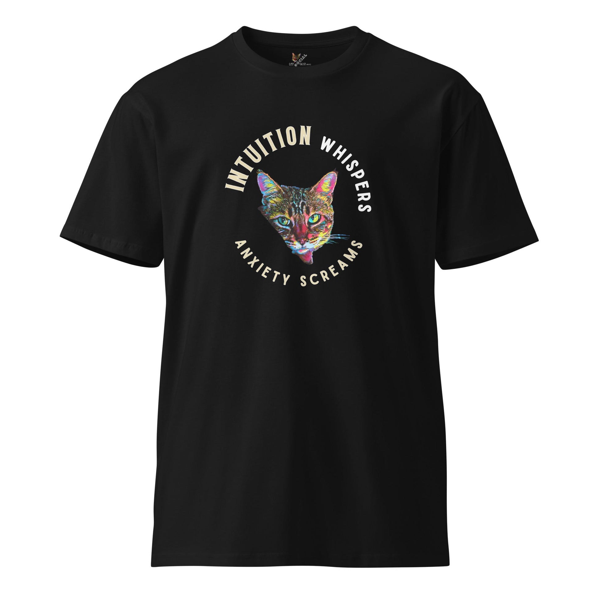 Intuition Whispers Anxiety Screams Unisex Premium Tee - My Social Cat Bonafide Boutique LLCIntuition Whispers Anxiety Screams Unisex Premium TeeT-shirtMy Social Cat Bonafide Boutique LLCBlackSanxietycat