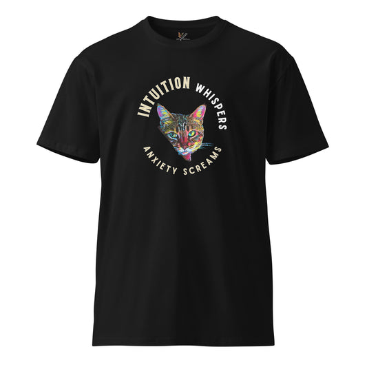 Intuition Whispers Anxiety Screams Unisex Premium Tee - My Social Cat Bonafide Boutique LLCIntuition Whispers Anxiety Screams Unisex Premium TeeT-shirtMy Social Cat Bonafide Boutique LLCBlackSanxietycat