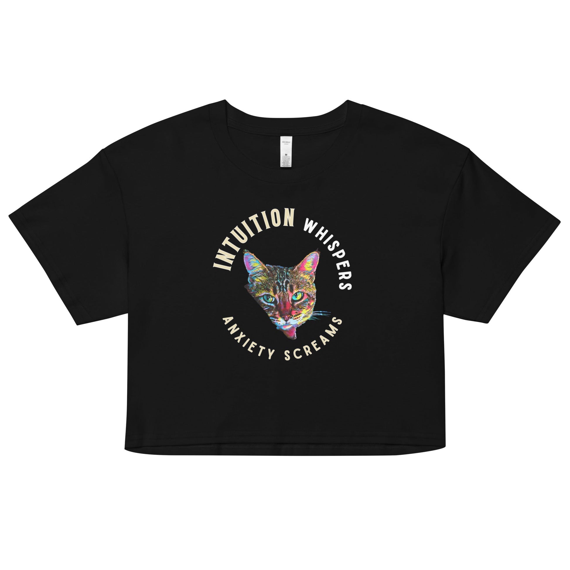 Intuition Whispers Anxiety Screams Women’s Crop Top - My Social Cat Bonafide Boutique LLCIntuition Whispers Anxiety Screams Women’s Crop Topcrop topMy Social Cat Bonafide Boutique LLCBlackXSanxietycat