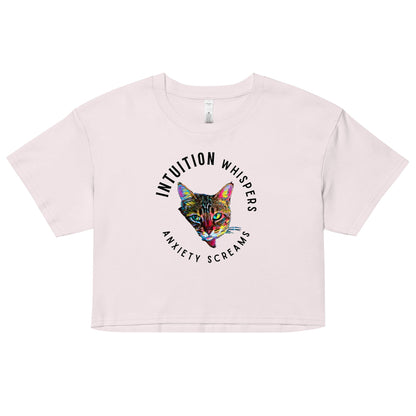 Intuition Whispers Anxiety Screams Women’s Crop Top - My Social Cat Bonafide Boutique LLCIntuition Whispers Anxiety Screams Women’s Crop Topcrop topMy Social Cat Bonafide Boutique LLCOrchidXSanxietycat