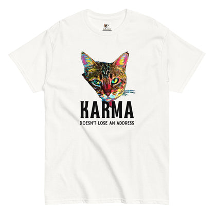 Karma Doesn't Lose an Address Unisex Classic Tee - My Social Cat Bonafide Boutique LLCKarma Doesn't Lose an Address Unisex Classic TeeT-shirtMy Social Cat Bonafide Boutique LLCWhiteScatkarma