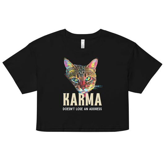 Karma Doesn't Lose an Address Women’s Crop Top - My Social Cat Bonafide Boutique LLCKarma Doesn't Lose an Address Women’s Crop Topcrop topMy Social Cat Bonafide Boutique LLCBlackXSaddresscat