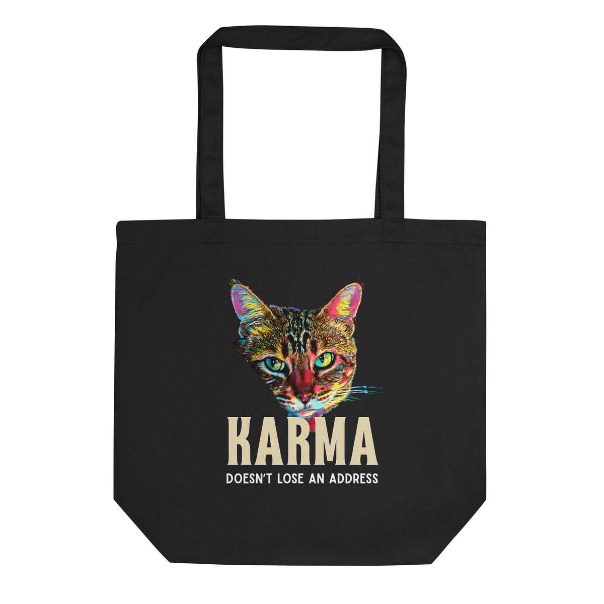 Karma Doesn't lose an Address Eco Organic Cotton Tote Bag - My Social Cat Bonafide Boutique LLC 
