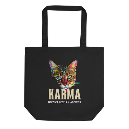 Karma Doesn't lose an Address Eco Organic Cotton Tote Bag - My Social Cat Bonafide Boutique LLC 