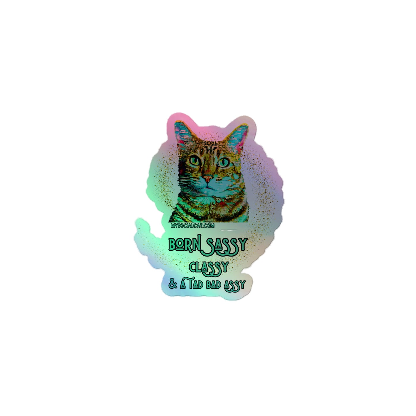 kiss cut holographic stickers grey 3x3 front