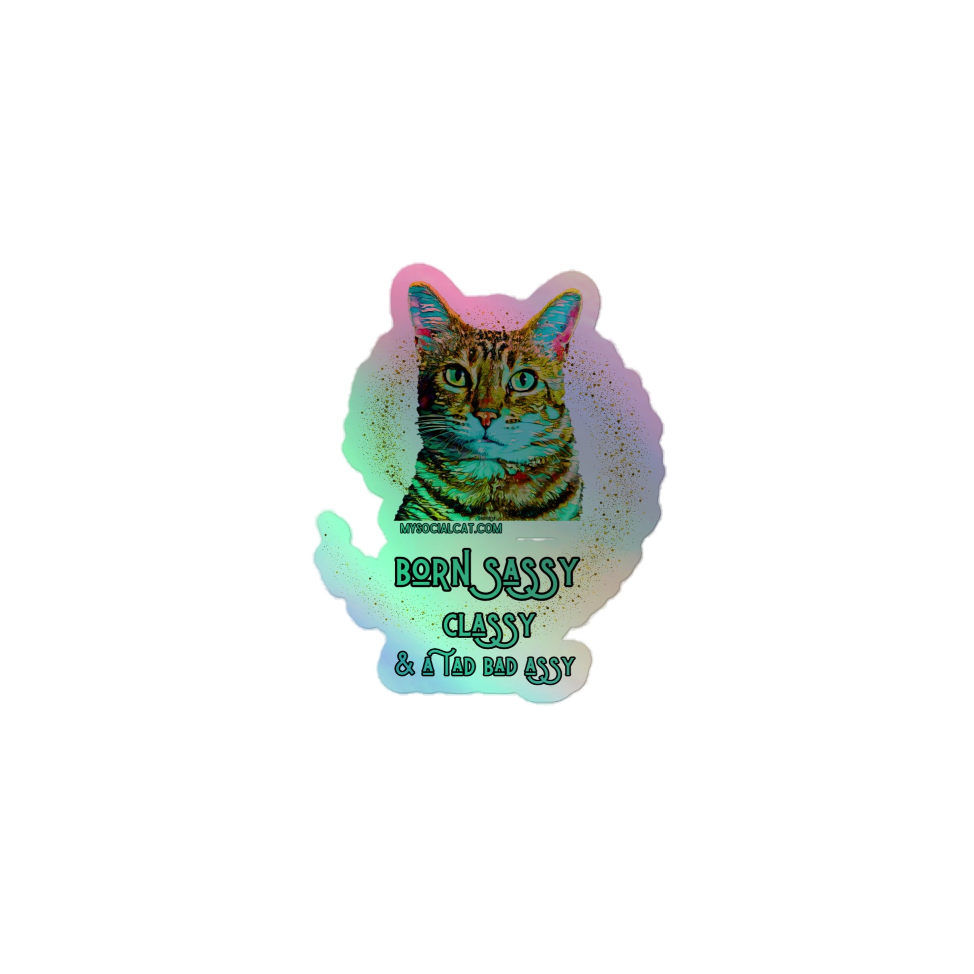 kiss cut holographic stickers grey 3x3 front