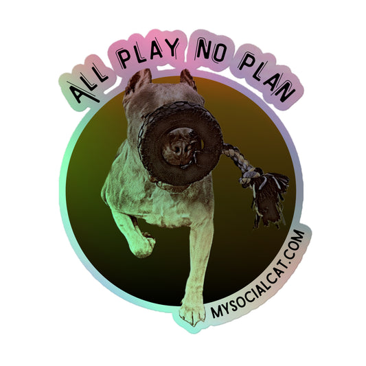 kiss cut holographic stickers grey 5.5x5.5 front dog