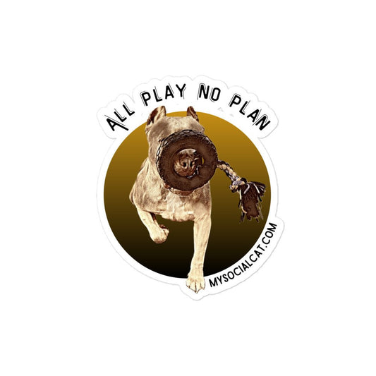 kiss cut stickers white 4x4 all play no plan dog with a tire