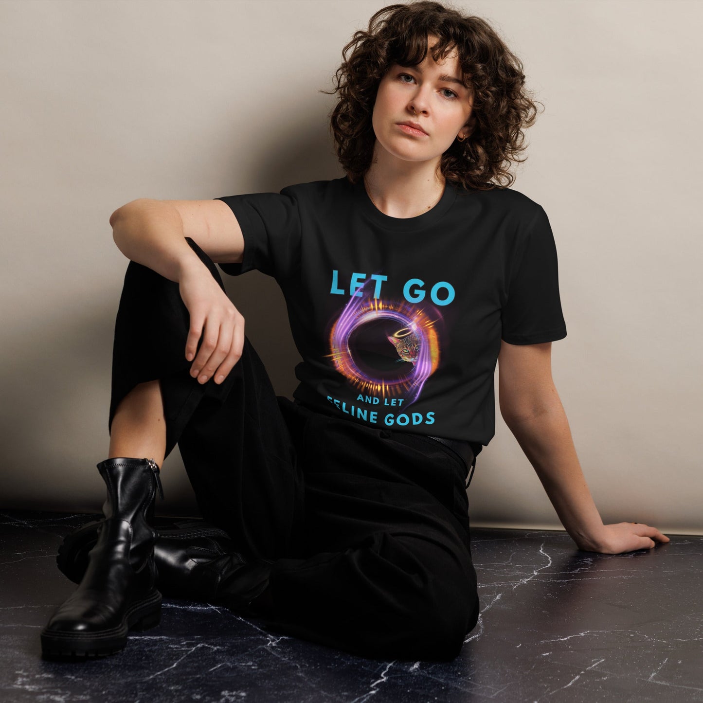 Let Go and Let Feline Gods Unisex Premium Tee - My Social Cat Bonafide Boutique LLCLet Go and Let Feline Gods Unisex Premium TeeT-shirtMy Social Cat Bonafide Boutique LLCBlackSauthenticcotton
