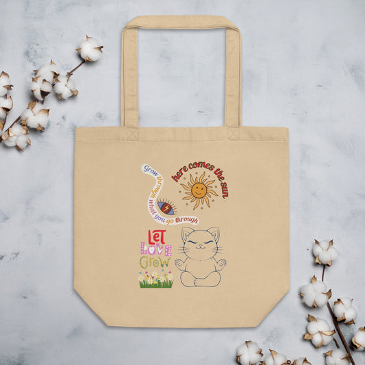 Let Love Grow Eco Tote Bag - My Social Cat Bonafide Boutique LLCLet Love Grow Eco Tote BagtoteMy Social Cat Bonafide Boutique LLCOysterbagcats