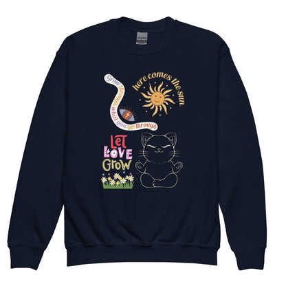 Let Love Grow Youth Crewneck Sweatshirt - My Social Cat Bonafide Boutique LLCLet Love Grow Youth Crewneck SweatshirtMy Social Cat Bonafide Boutique LLCNavyXScatscotton