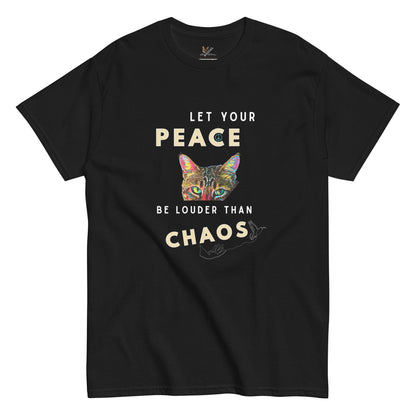 Let Your Peace be Louder than Chaos Unisex Classic Tee - My Social Cat Bonafide Boutique LLCLet Your Peace be Louder than Chaos Unisex Classic TeeT-shirtMy Social Cat Bonafide Boutique LLCScatchaos