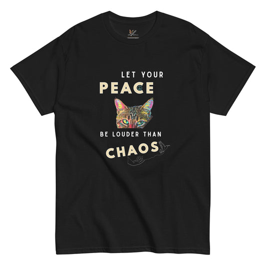 Let Your Peace be Louder than Chaos Unisex Classic Tee - My Social Cat Bonafide Boutique LLCLet Your Peace be Louder than Chaos Unisex Classic TeeT-shirtMy Social Cat Bonafide Boutique LLCScatchaos