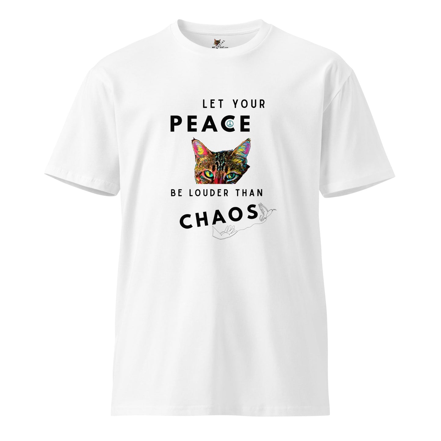 Let Your Peace be Louder than Chaos Unisex Premium Tee - My Social Cat Bonafide Boutique LLCLet Your Peace be Louder than Chaos Unisex Premium TeeT-shirtMy Social Cat Bonafide Boutique LLCWhiteScatchaos