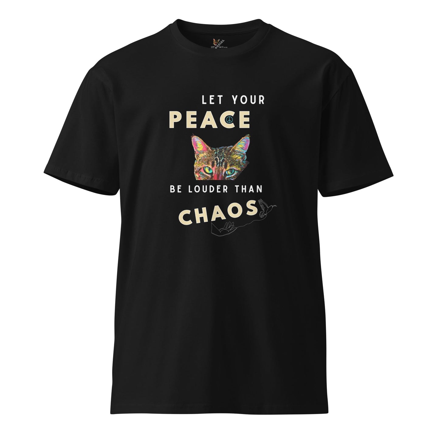 Let Your Peace be Louder than Chaos Unisex Premium Tee - My Social Cat Bonafide Boutique LLCLet Your Peace be Louder than Chaos Unisex Premium TeeT-shirtMy Social Cat Bonafide Boutique LLCScatchaos