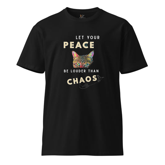 Let Your Peace be Louder than Chaos Unisex Premium Tee - My Social Cat Bonafide Boutique LLCLet Your Peace be Louder than Chaos Unisex Premium TeeT-shirtMy Social Cat Bonafide Boutique LLCScatchaos