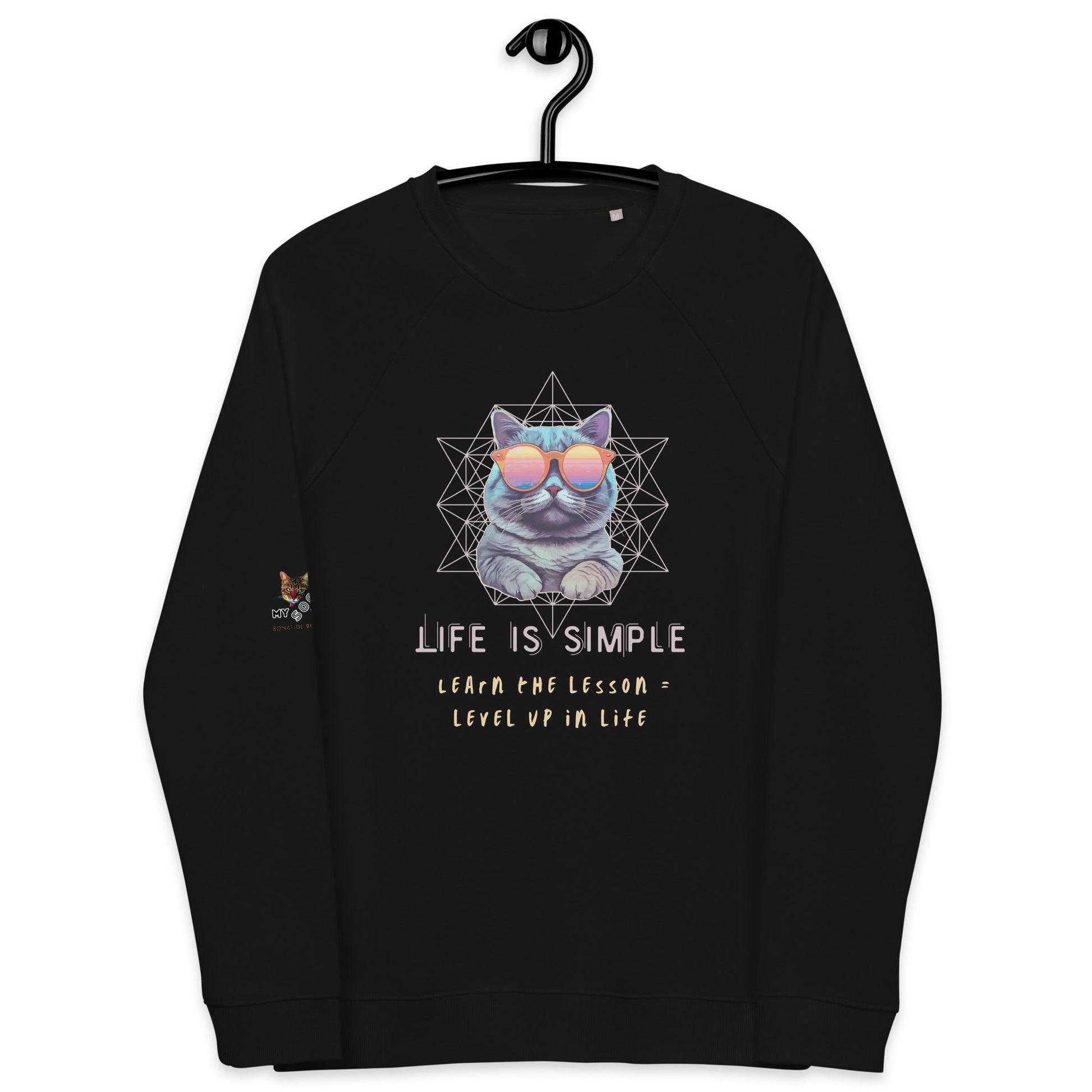 Life is Simple Plush Organic Sweatshirt - My Social Cat Bonafide Boutique LLCLife is Simple Plush Organic SweatshirtSweatshirtMy Social Cat Bonafide Boutique LLCBlackXSlifeorganic