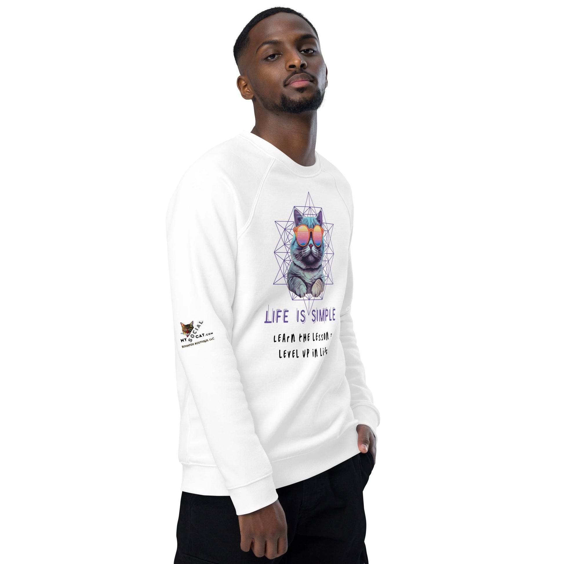 Life is Simple Plush Organic Sweatshirt - My Social Cat Bonafide Boutique LLCLife is Simple Plush Organic SweatshirtSweatshirtMy Social Cat Bonafide Boutique LLCWhiteXSlifeorganic